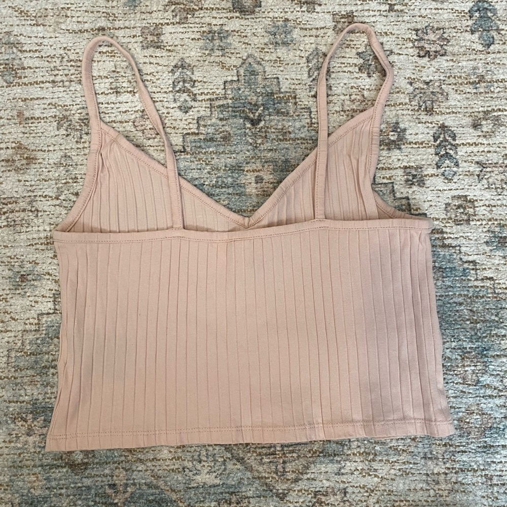 H&M Cropped Ribbed Light Pink Tank Top - Picture 2 of 4